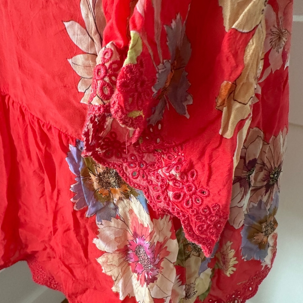 Johnny Was Ramona silk Coral Blouse - Picture 8 of 9